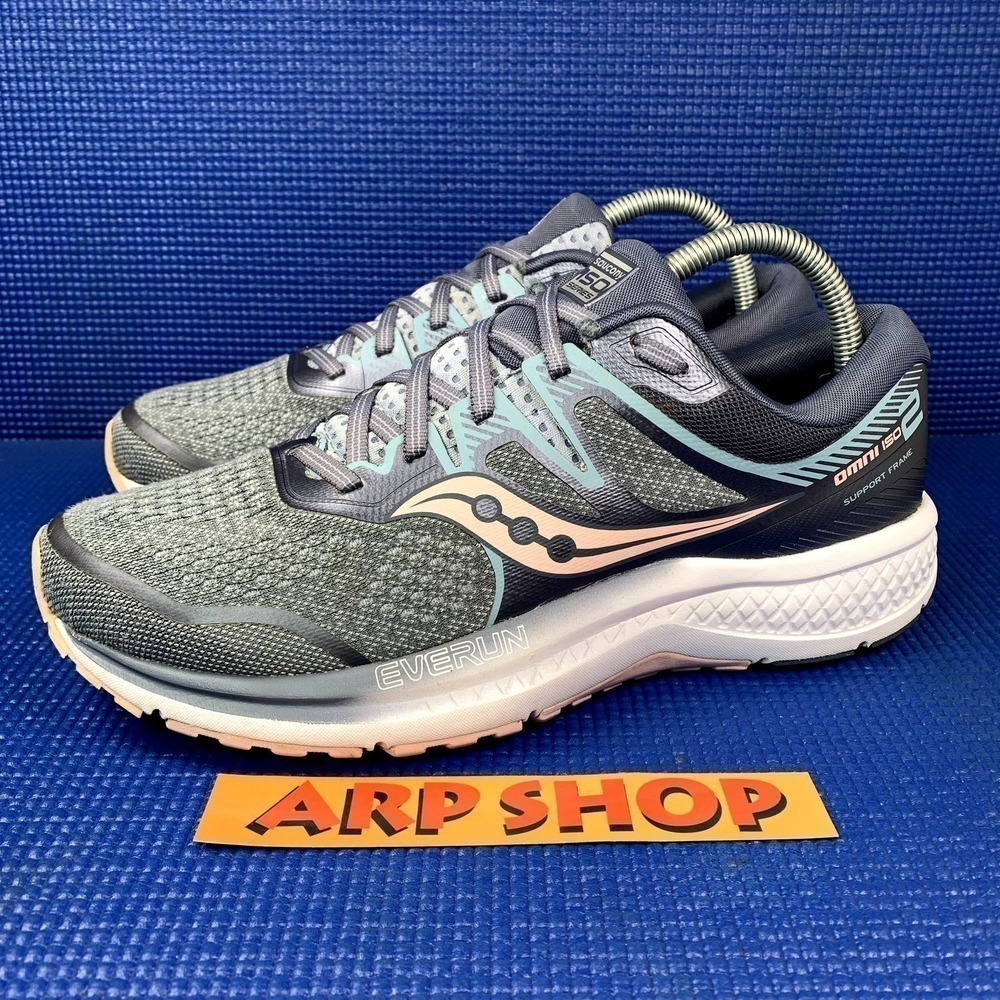 SAUCONY OMNI ISO 2 Women`s Size 9.5 Grey Blue Athletic Running Shoes S10511-1